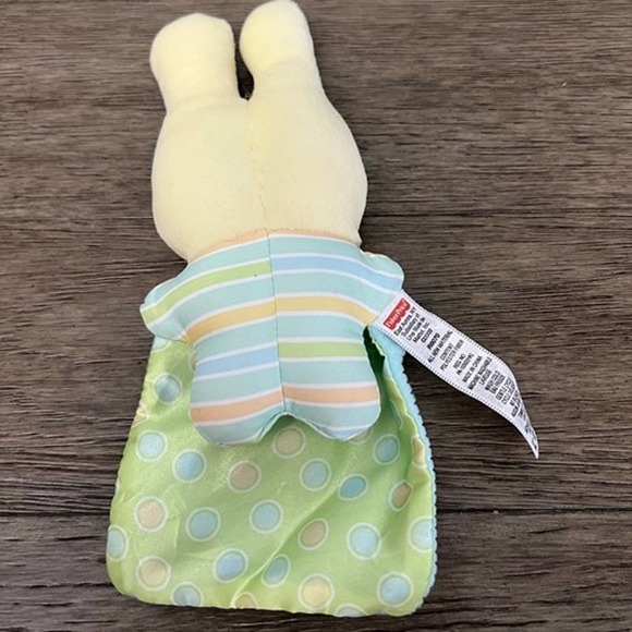 Fisher Price Bunny Blue Stripes Rattle & Mini‎ Blanket - Picture 2 of 4